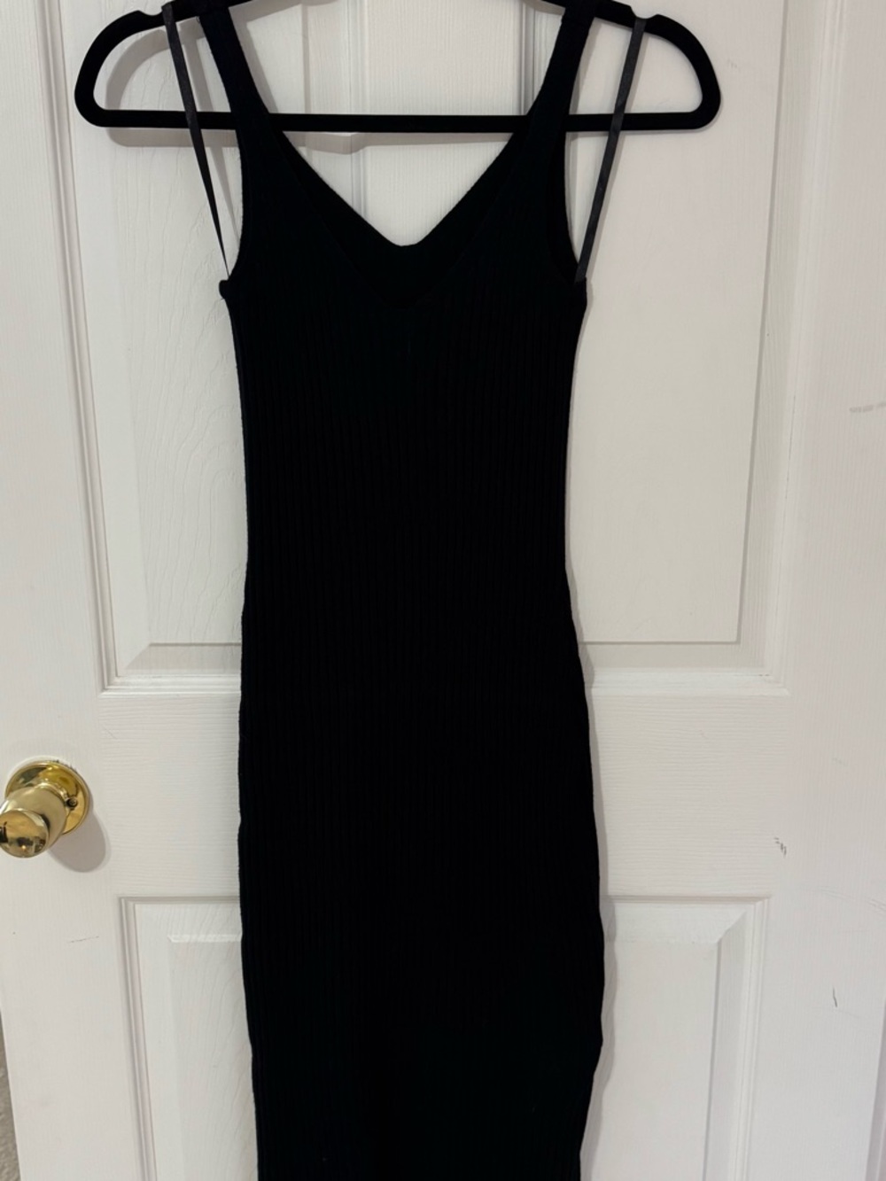 Abercrombie Bodycon Minimalist Black Rib Knit Midi Dress XSP Petite 👗🖤 - Picture 2 of 6